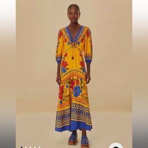 Farm Rio Yellow Floral Yard Lenzing™ Ecovero™ Euroflax™ Maxi Dress